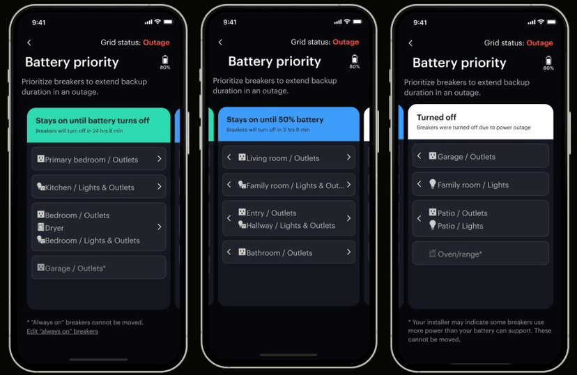 SPAN app battery backup details