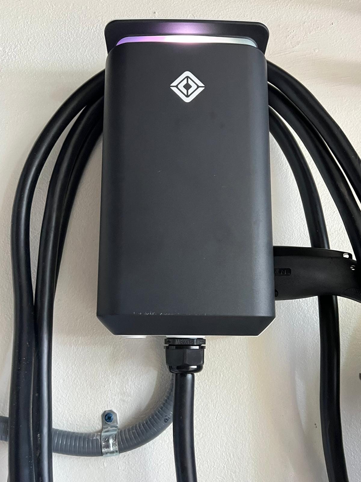 Level 2 EV charger installation — black