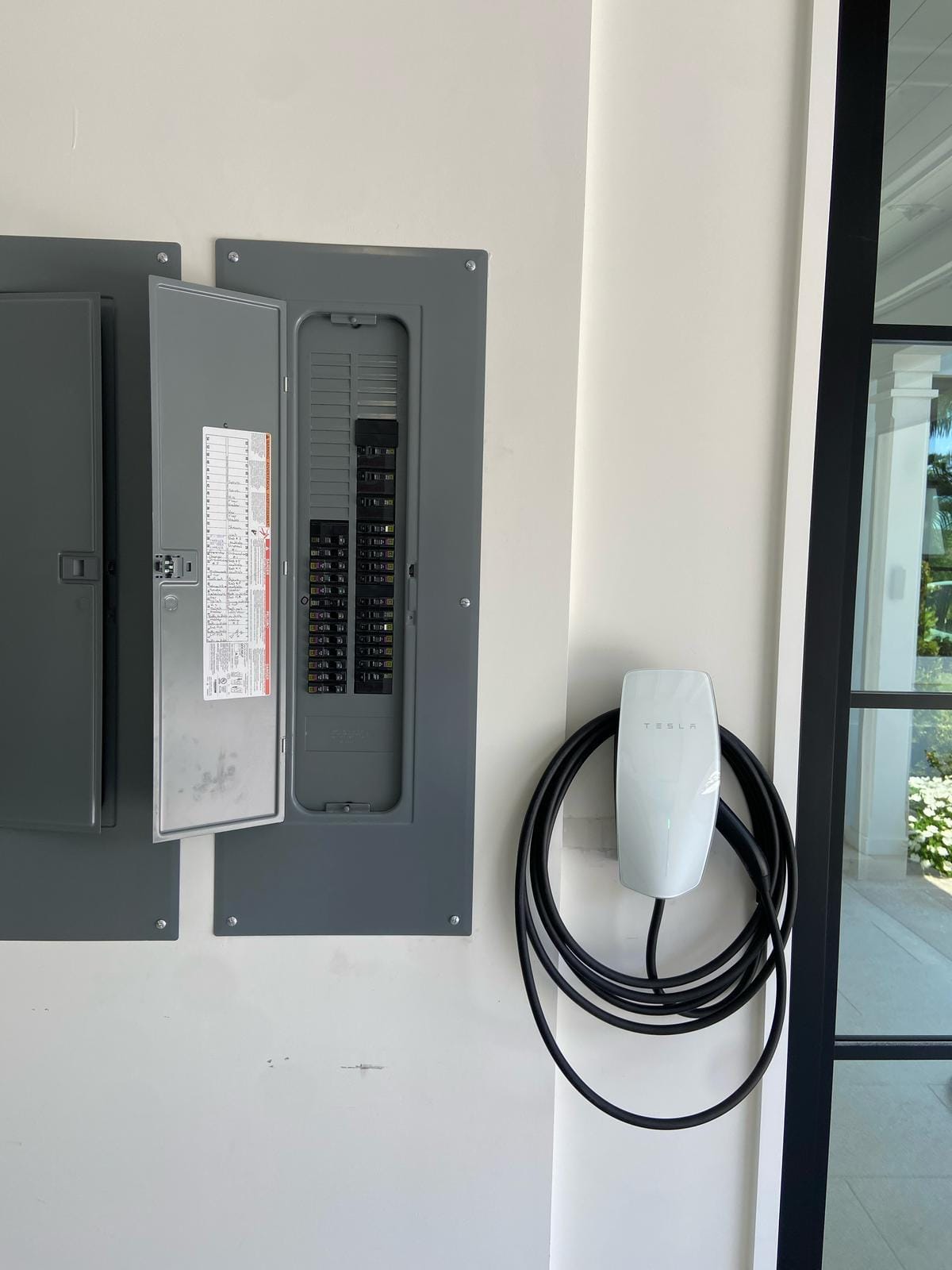 Level 2 EV charger installation — tesla panel2